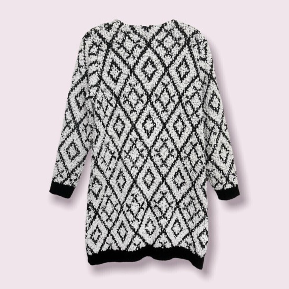 Anthropologie Solitaire Sweater Cardigan Black White Geometric Womens Size Small - Picture 2 of 10